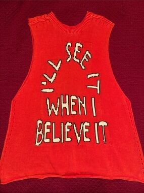 Wildfox Orange Graphic Knit Tank Top